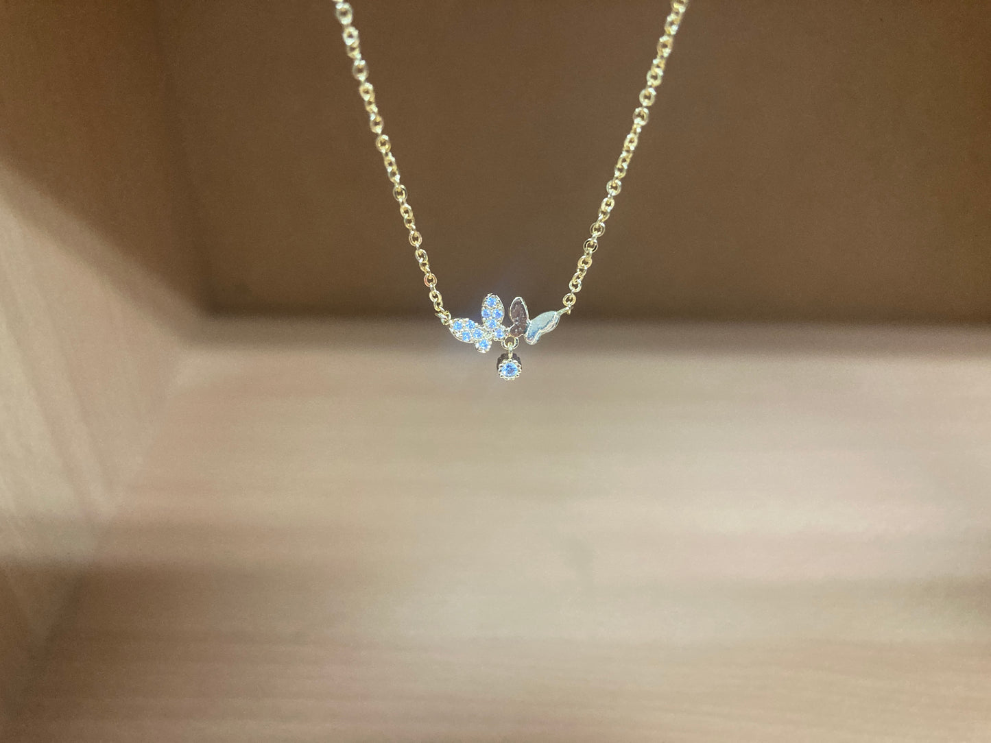 Tiny Treasures Seoul - Delicate Double Butterfly Necklace (Gold) 12