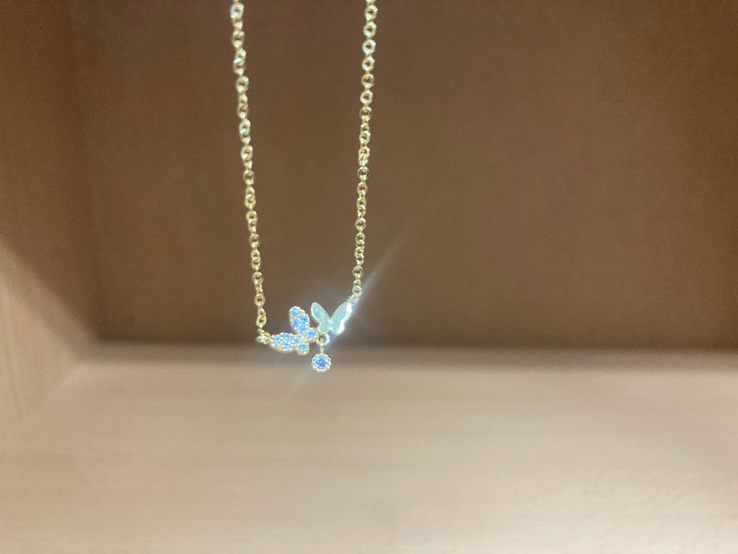 Tiny Treasures Seoul - Delicate Double Butterfly Necklace (Gold) 3