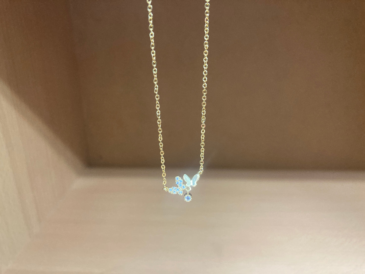 Tiny Treasures Seoul - Delicate Double Butterfly Necklace (Gold) 5