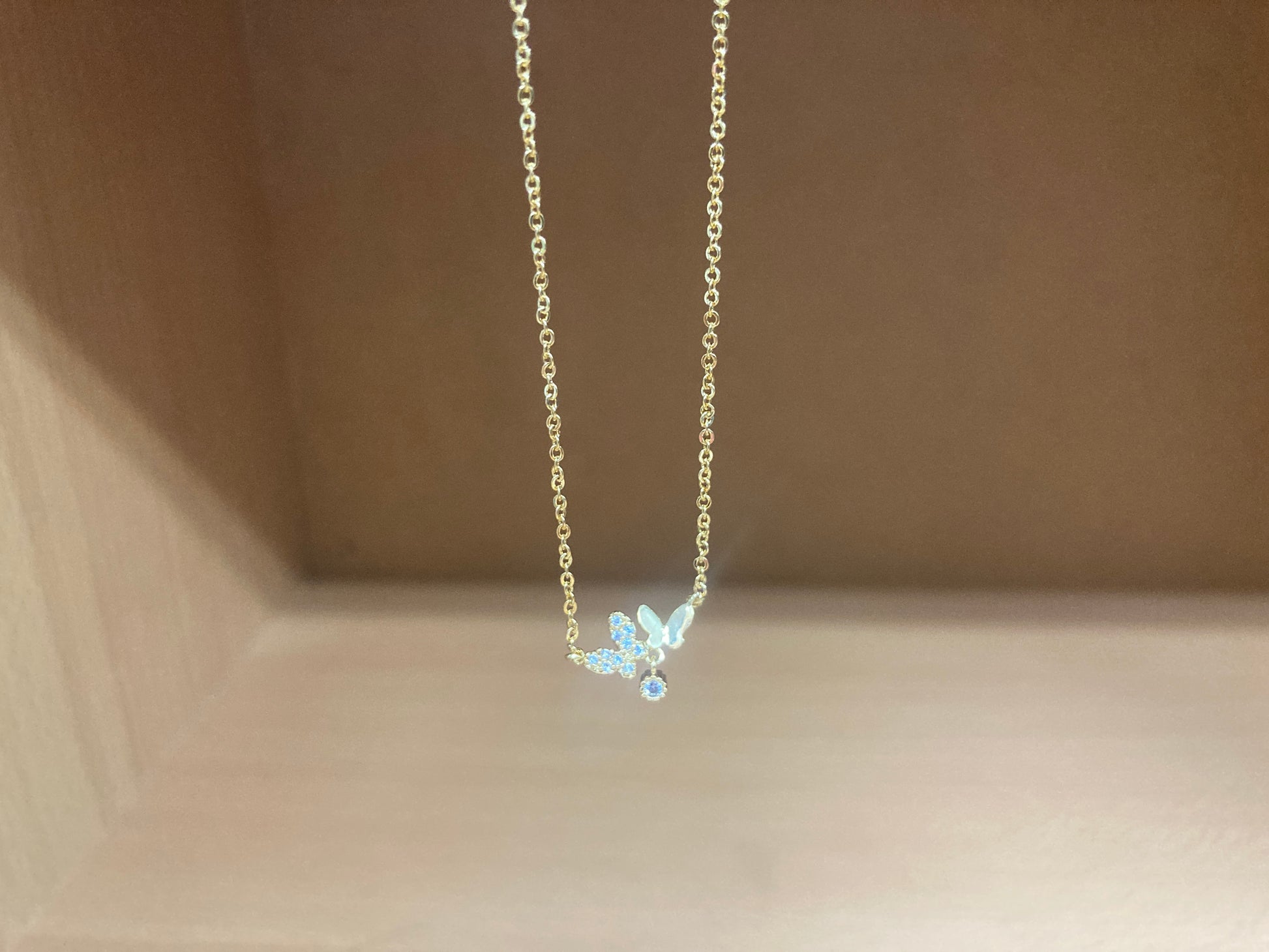 Tiny Treasures Seoul - Delicate Double Butterfly Necklace (Gold) 5