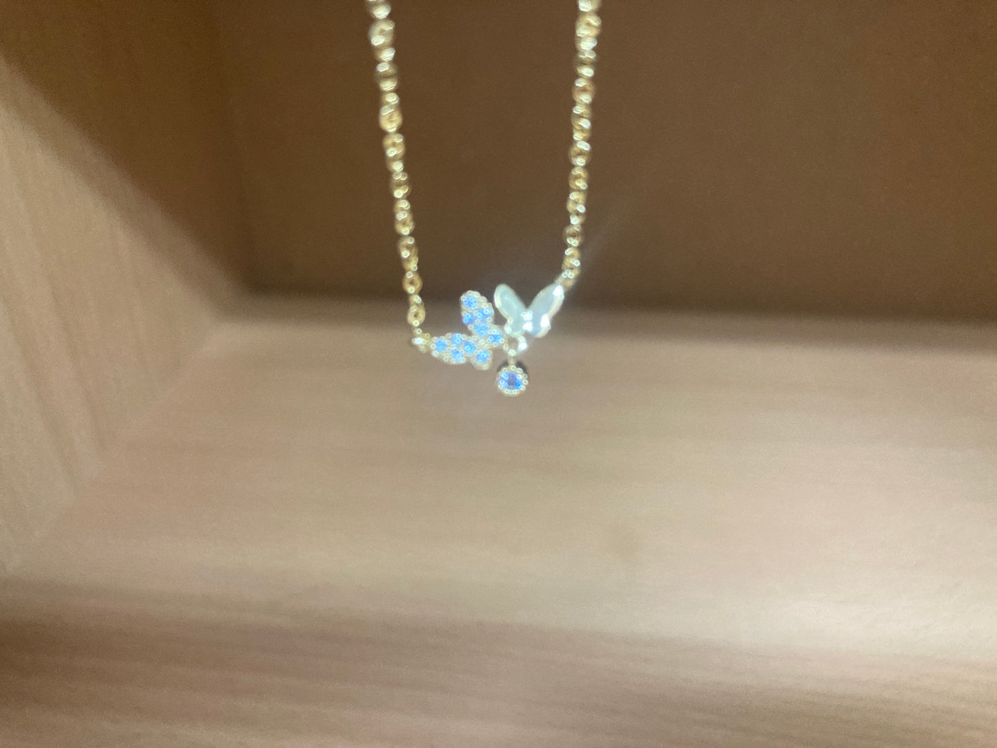 Tiny Treasures Seoul - Delicate Double Butterfly Necklace (Gold) 6