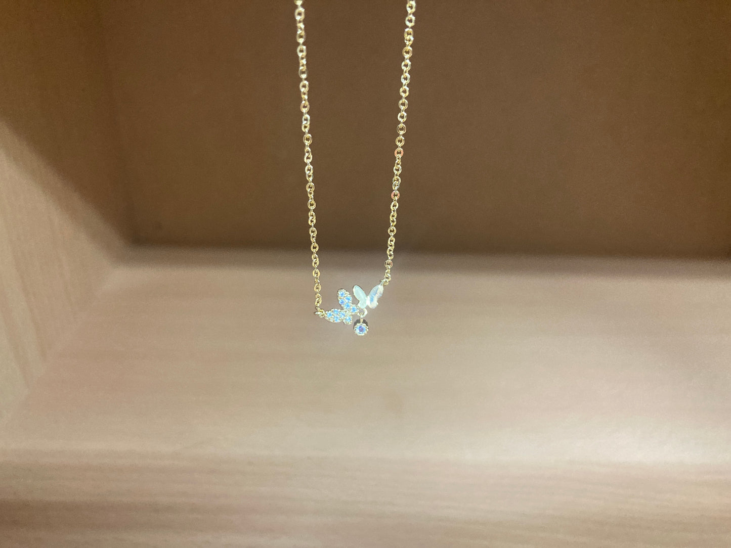 Tiny Treasures Seoul - Delicate Double Butterfly Necklace (Gold) 7