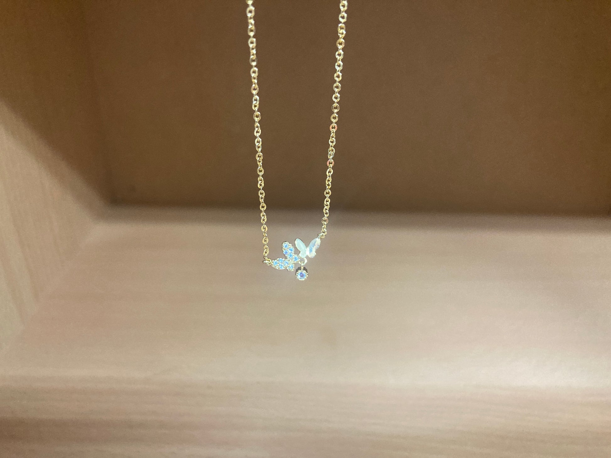 Tiny Treasures Seoul - Delicate Double Butterfly Necklace (Gold) 7