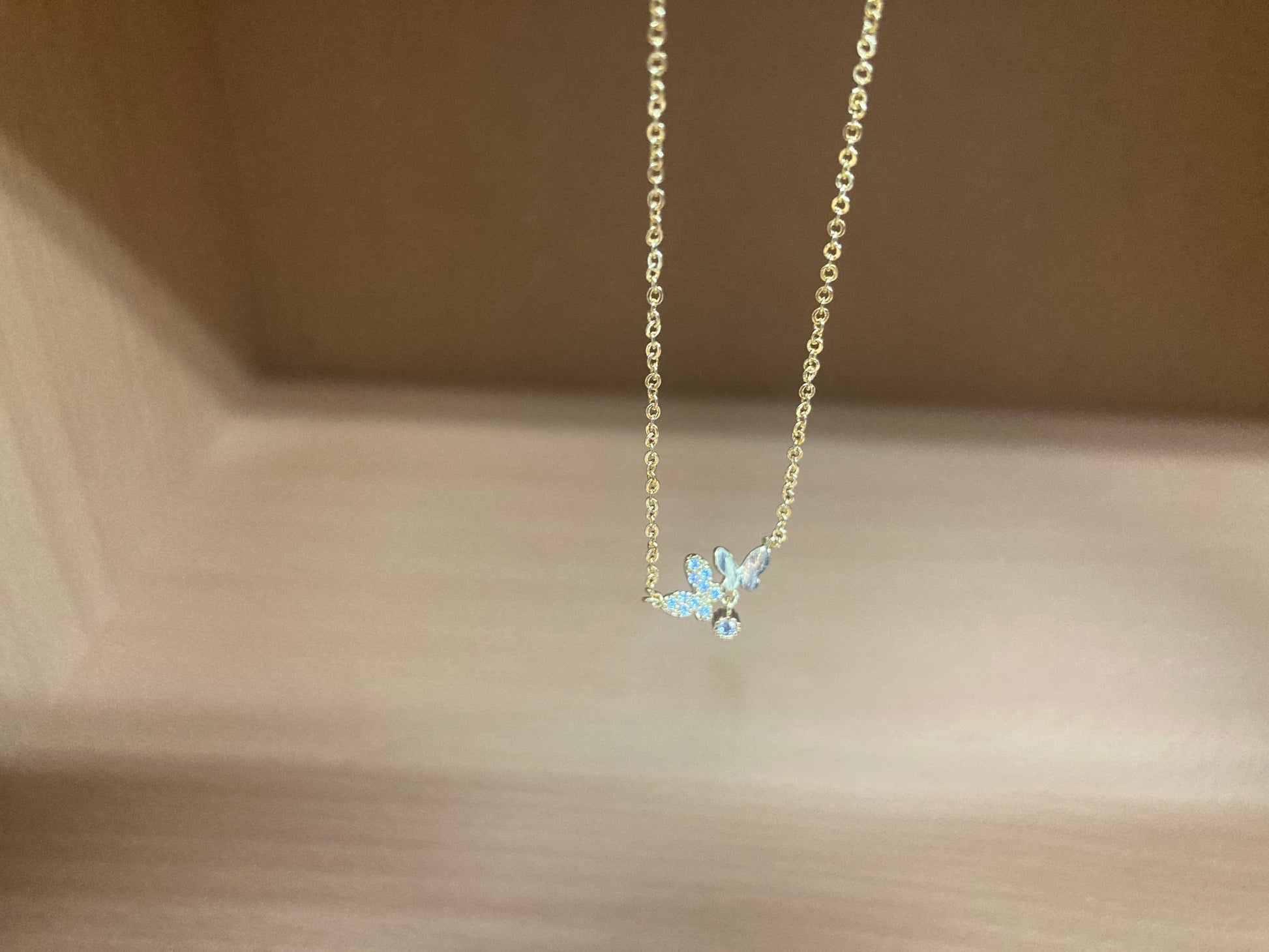 Tiny Treasures Seoul - Delicate Double Butterfly Necklace (Gold) 8