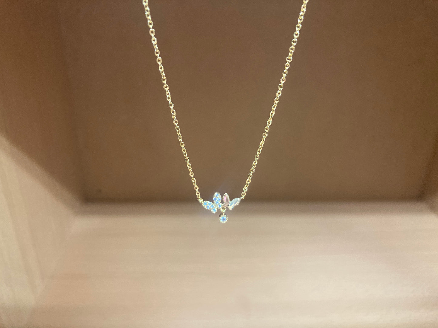 Tiny Treasures Seoul - Delicate Double Butterfly Necklace (Gold) 9