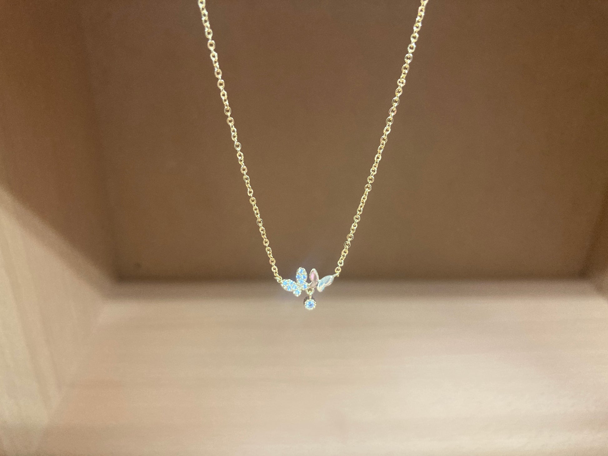 Tiny Treasures Seoul - Delicate Double Butterfly Necklace (Gold) 9