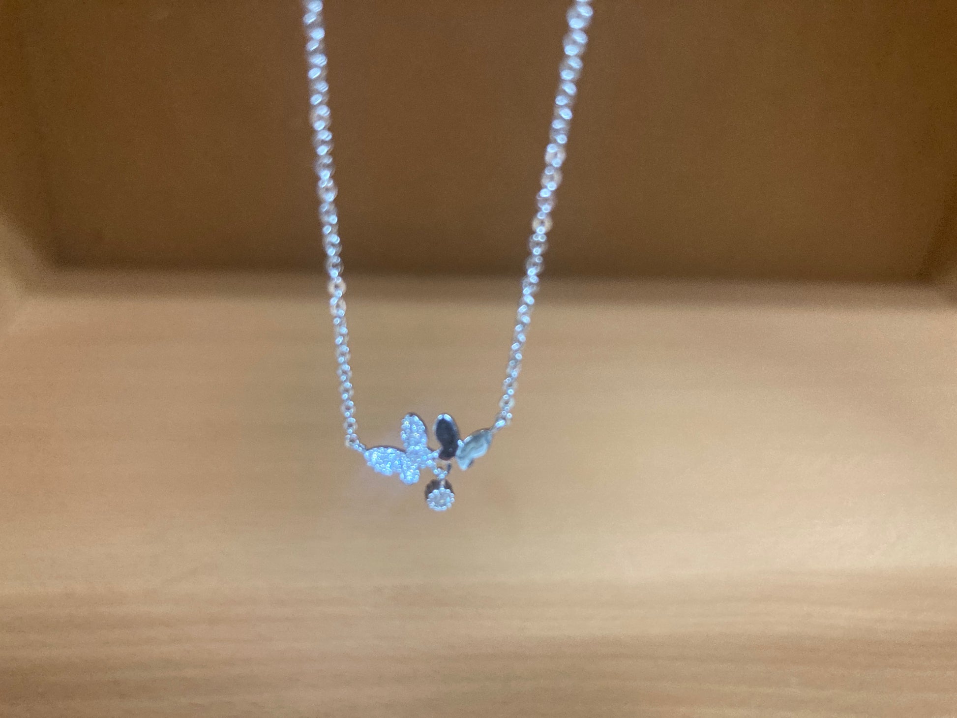 Tiny Treasures Seoul - Delicate Double Butterfly Necklace (Silver) 