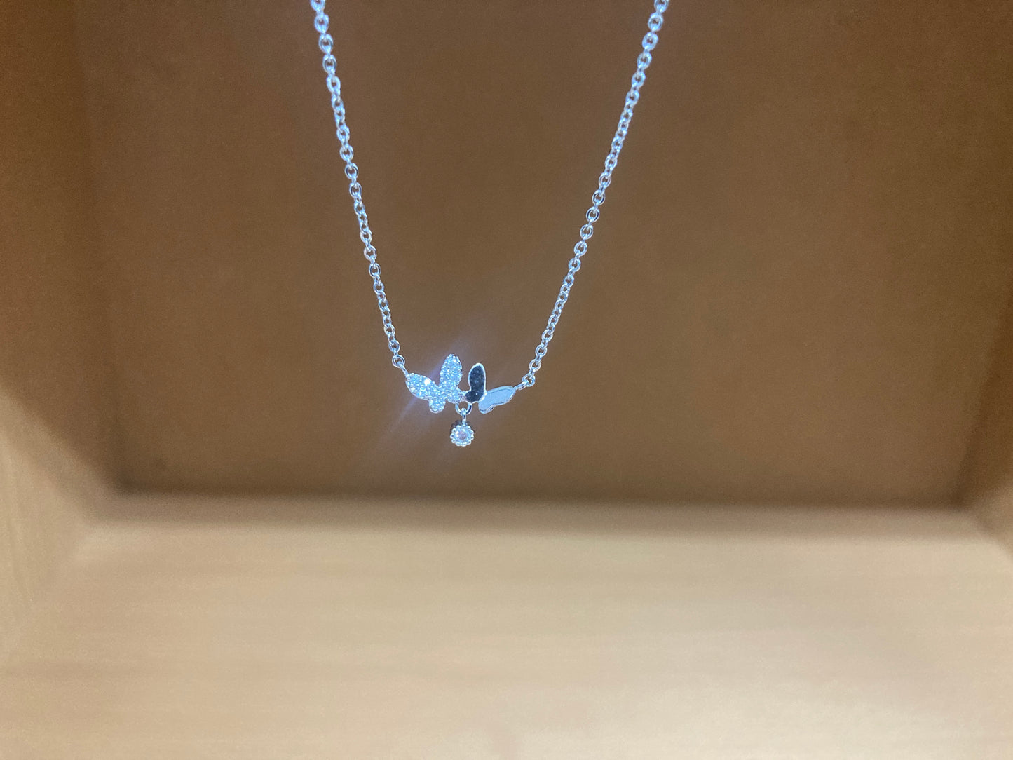 Tiny Treasures Seoul - Delicate Double Butterfly Necklace (Silver) 4