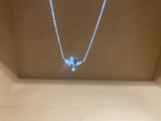Tiny Treasures Seoul - Delicate Double Butterfly Necklace (Silver) 4