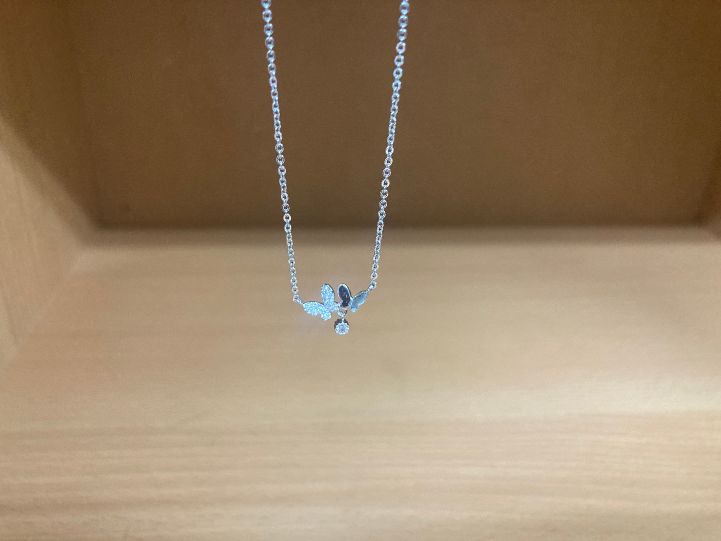 Tiny Treasures Seoul - Delicate Double Butterfly Necklace (Silver) 5