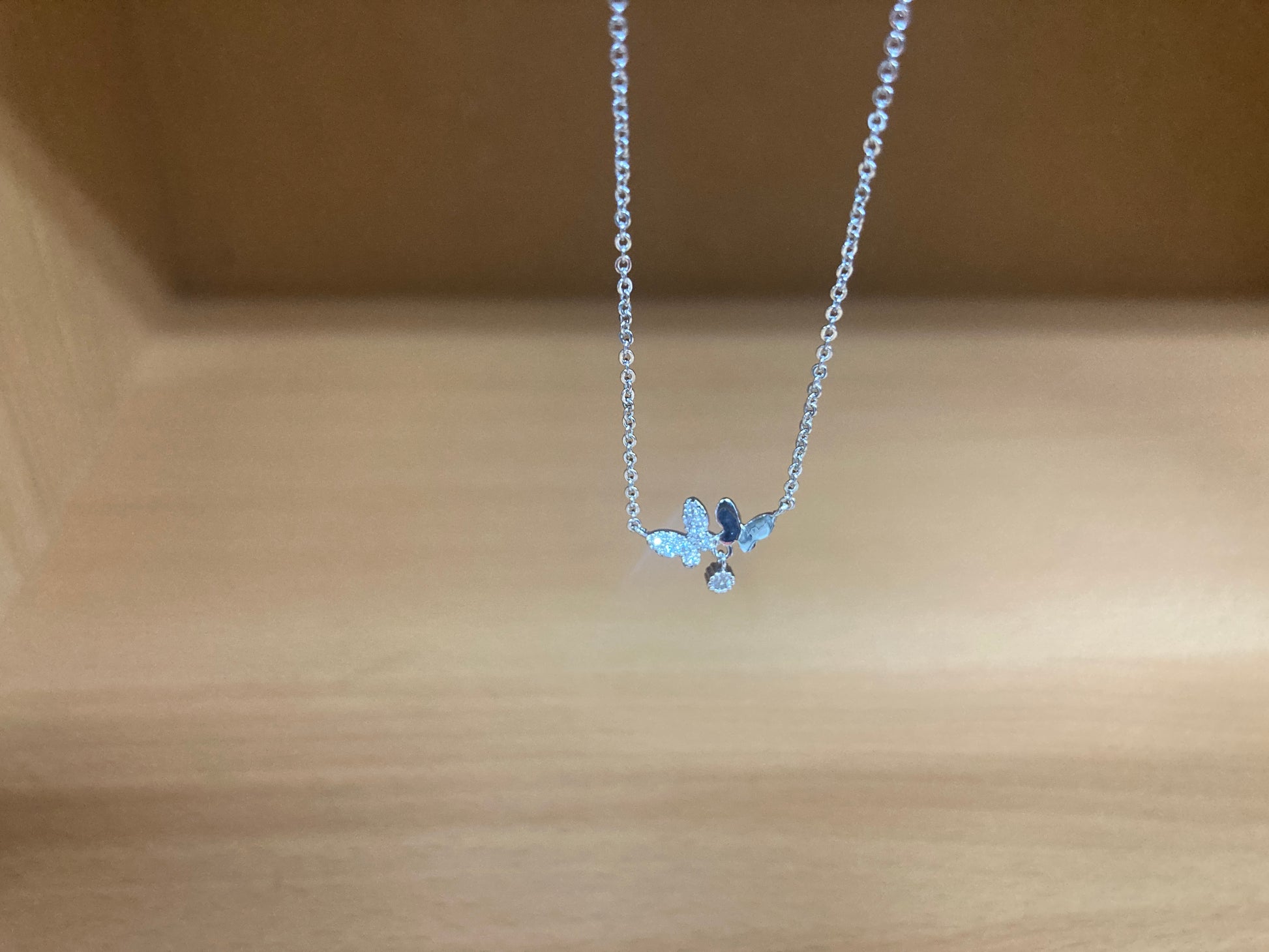Tiny Treasures Seoul - Delicate Double Butterfly Necklace (Silver) 7