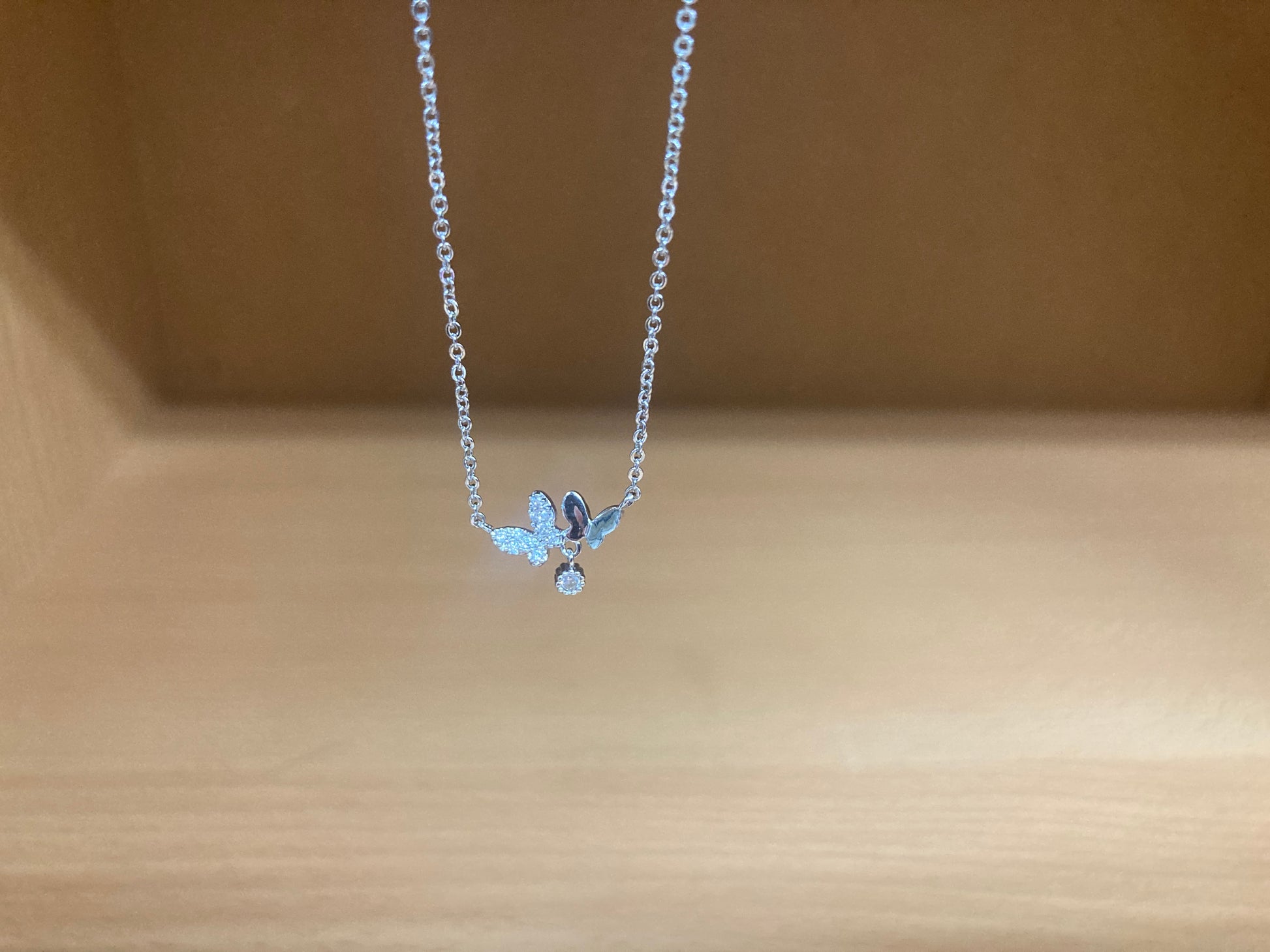 Tiny Treasures Seoul - Delicate Double Butterfly Necklace (Silver) 9