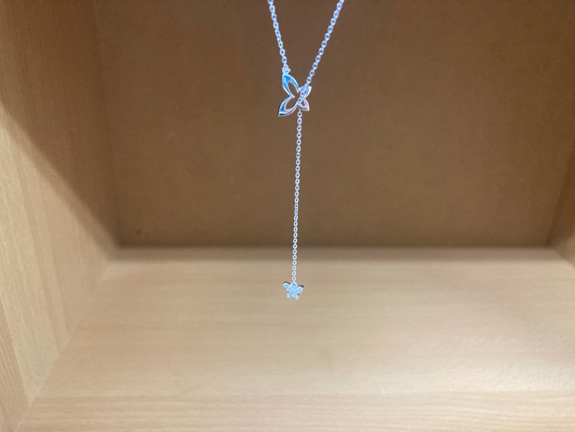 Tiny Treasures Seoul - Double Butterfly Drop Necklace (Silver) 2