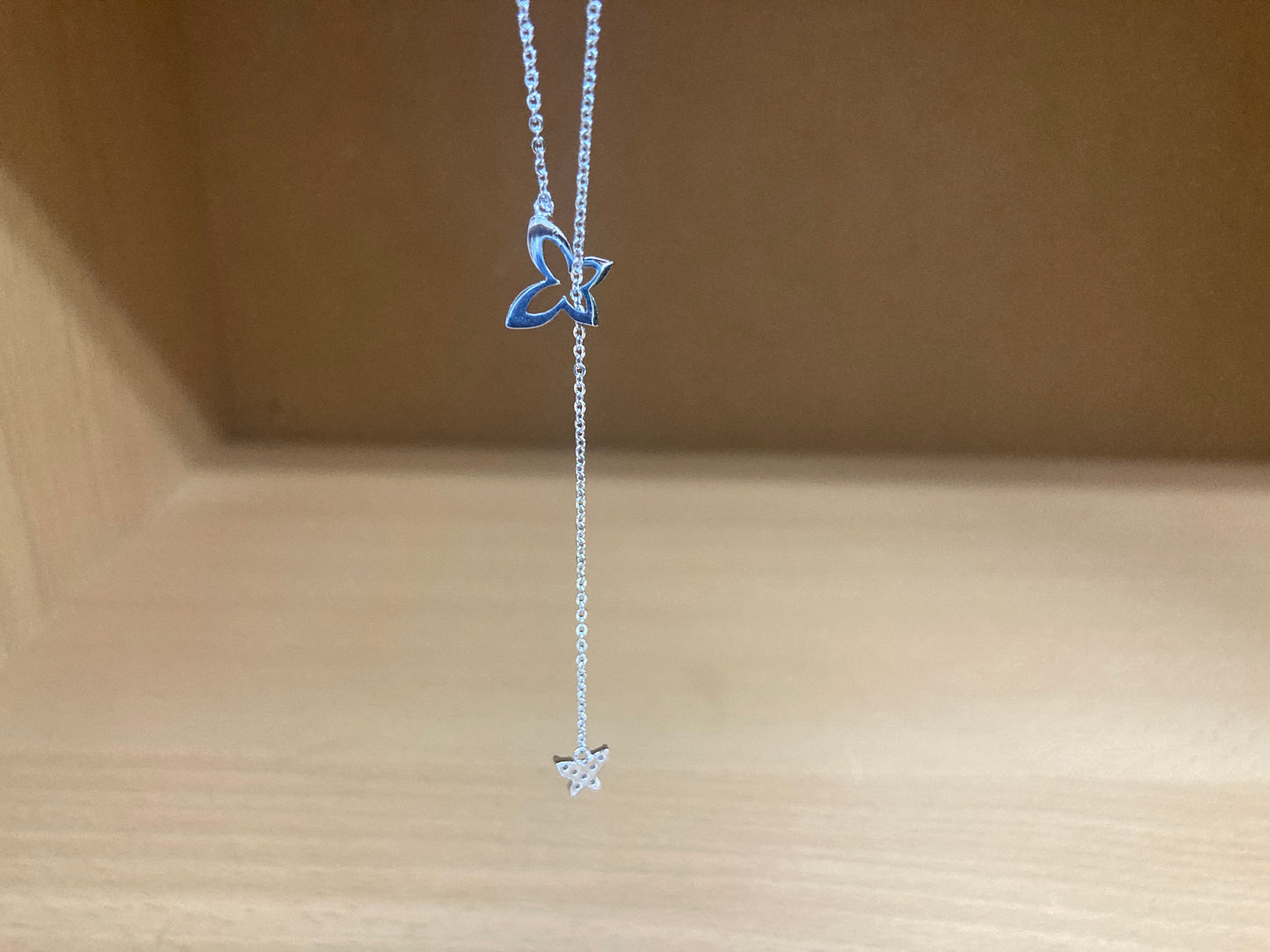 Tiny Treasures Seoul - Double Butterfly Drop Necklace (Silver) 2
