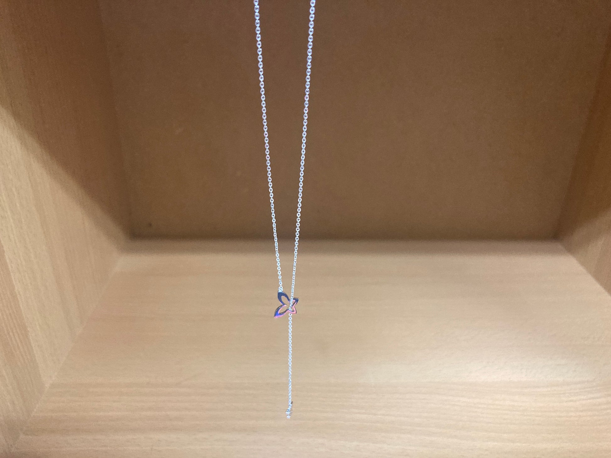 Tiny Treasures Seoul - Double Butterfly Drop Necklace (Silver) 4