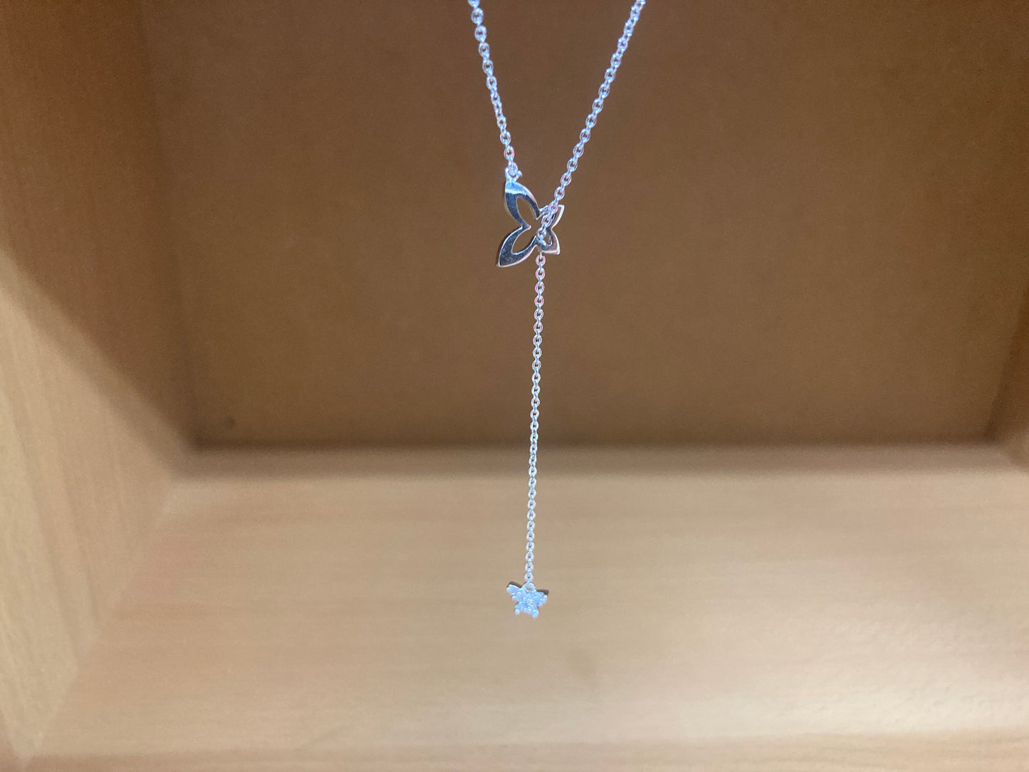 Tiny Treasures Seoul - Double Butterfly Drop Necklace (Silver) 8