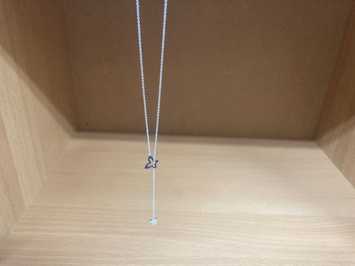 Tiny Treasures Seoul - Double Butterfly Drop Necklace (Silver) 7