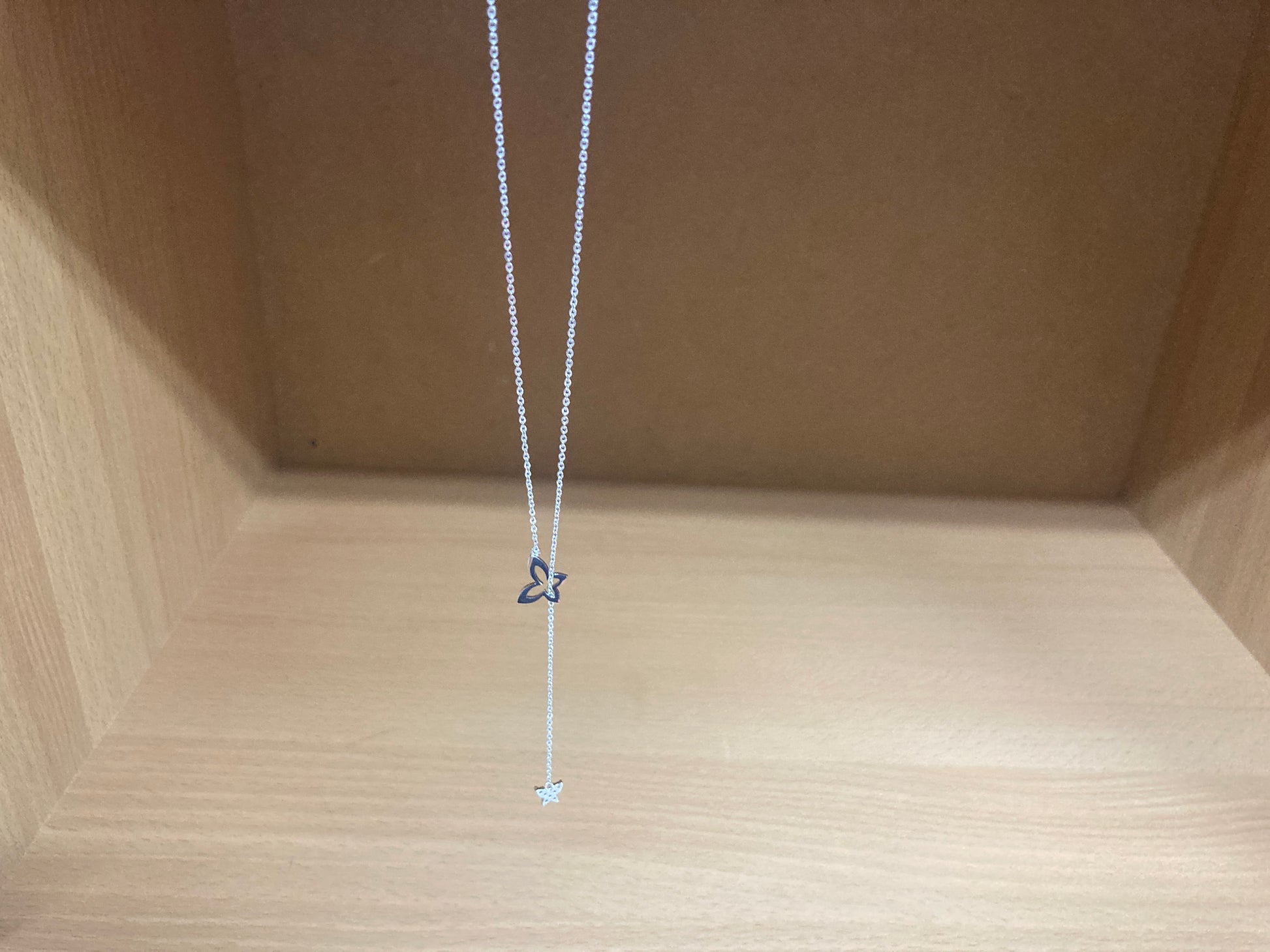 Tiny Treasures Seoul - Double Butterfly Drop Necklace (Silver) 7