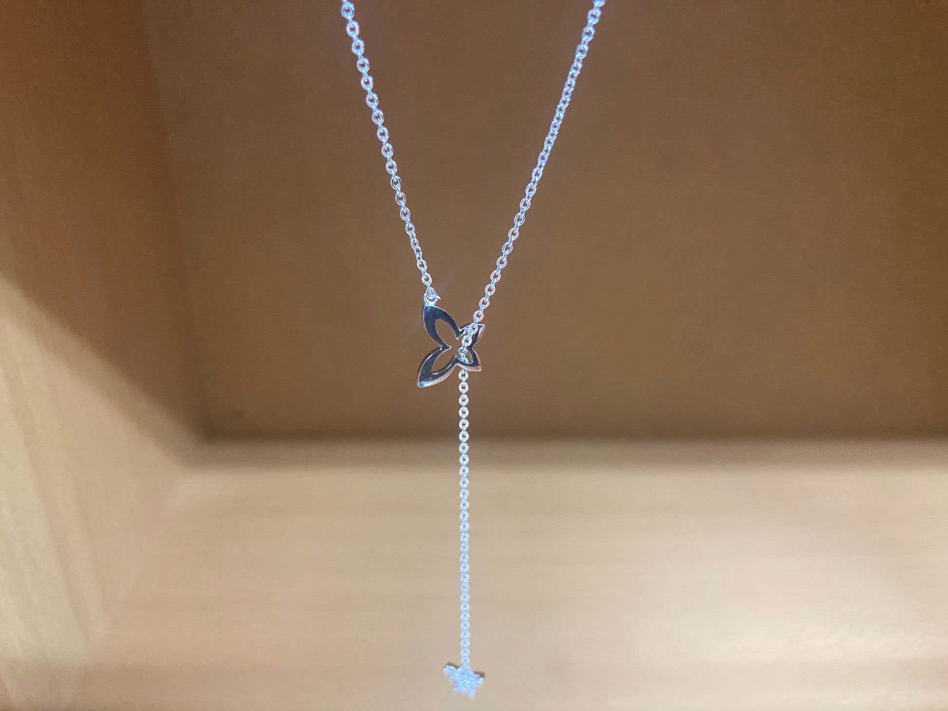 Tiny Treasures Seoul - Double Butterfly Drop Necklace (Silver) 4