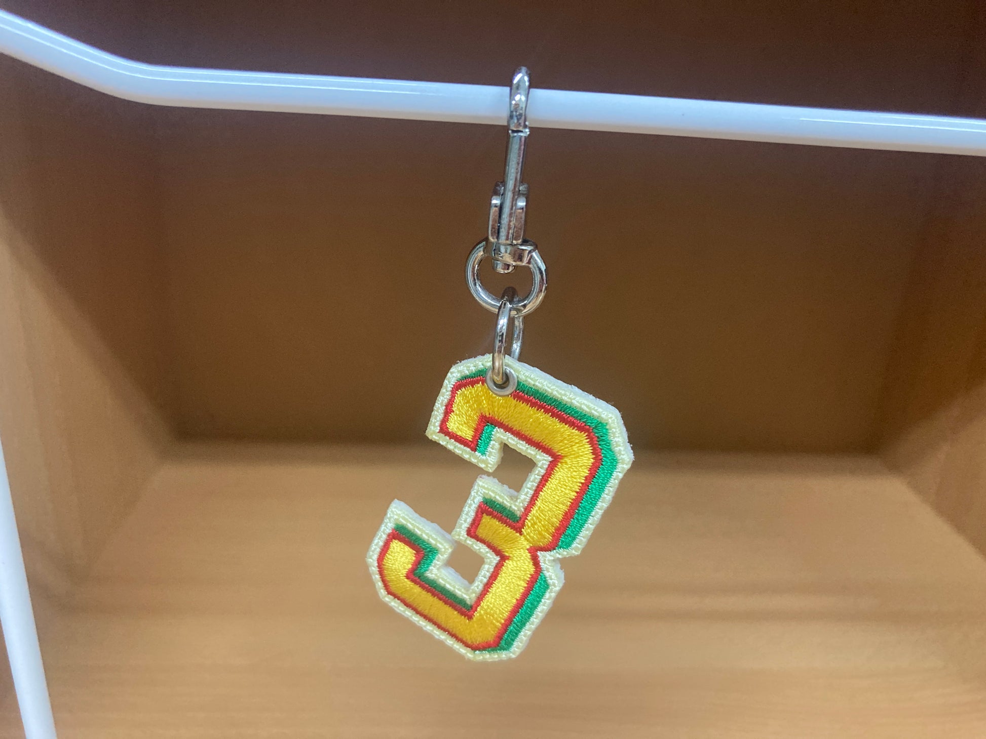 Tiny Treasures Seoul - Embroidered Number 3 Keychain 