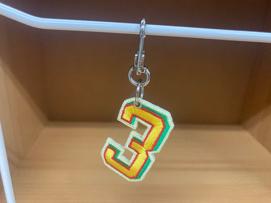 Tiny Treasures Seoul - Embroidered Number 3 Keychain 
