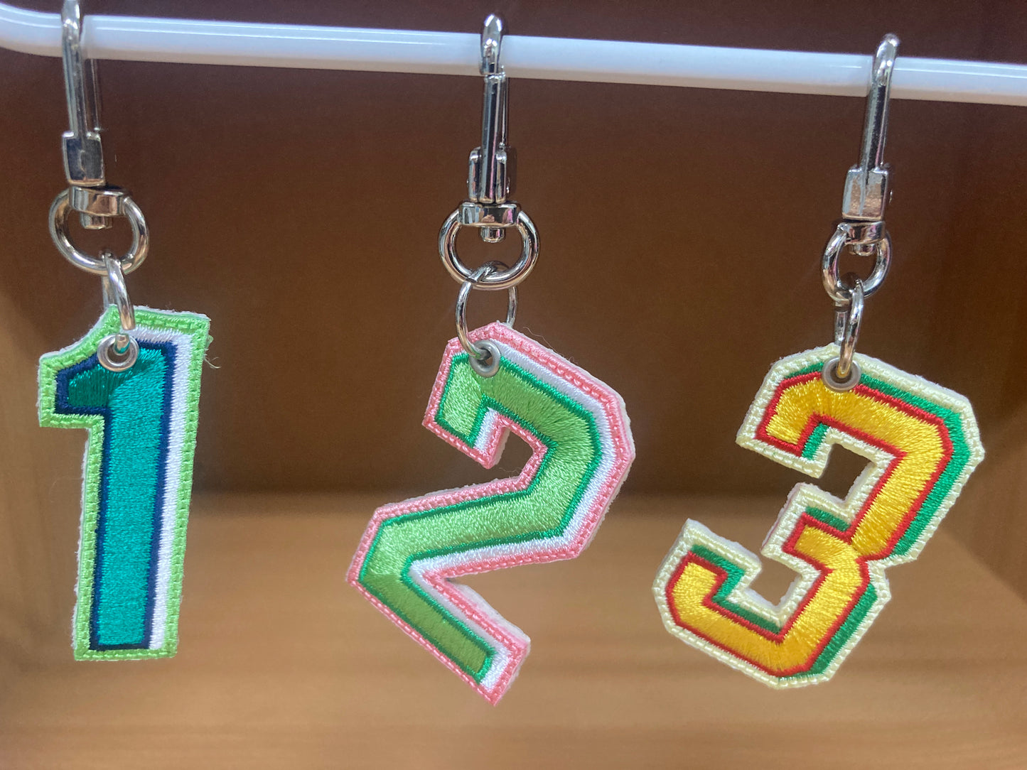 Tiny Treasures Seoul - Embroidered Number 3 Keychain 10