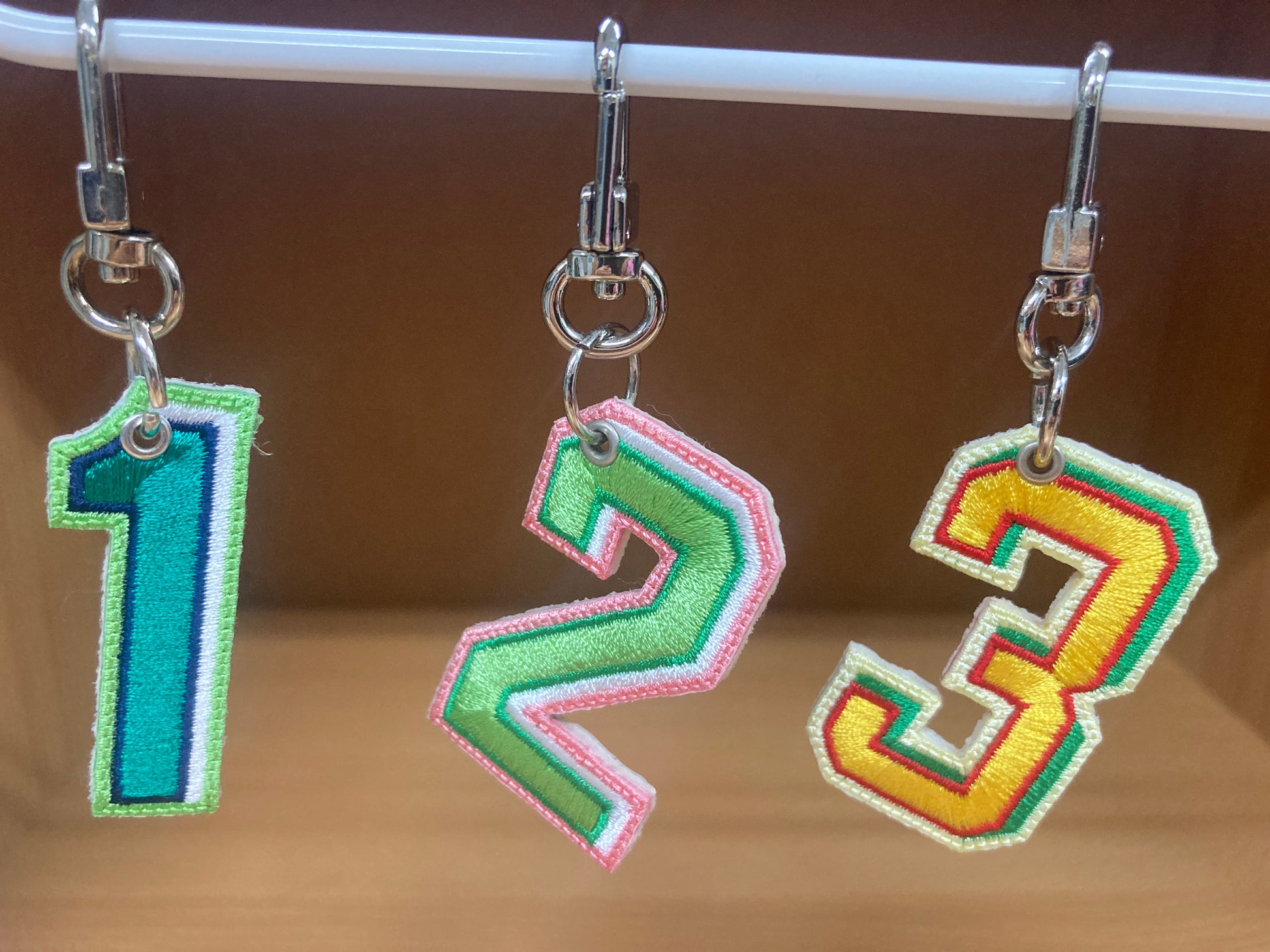 Tiny Treasures Seoul - Embroidered Number 3 Keychain 10