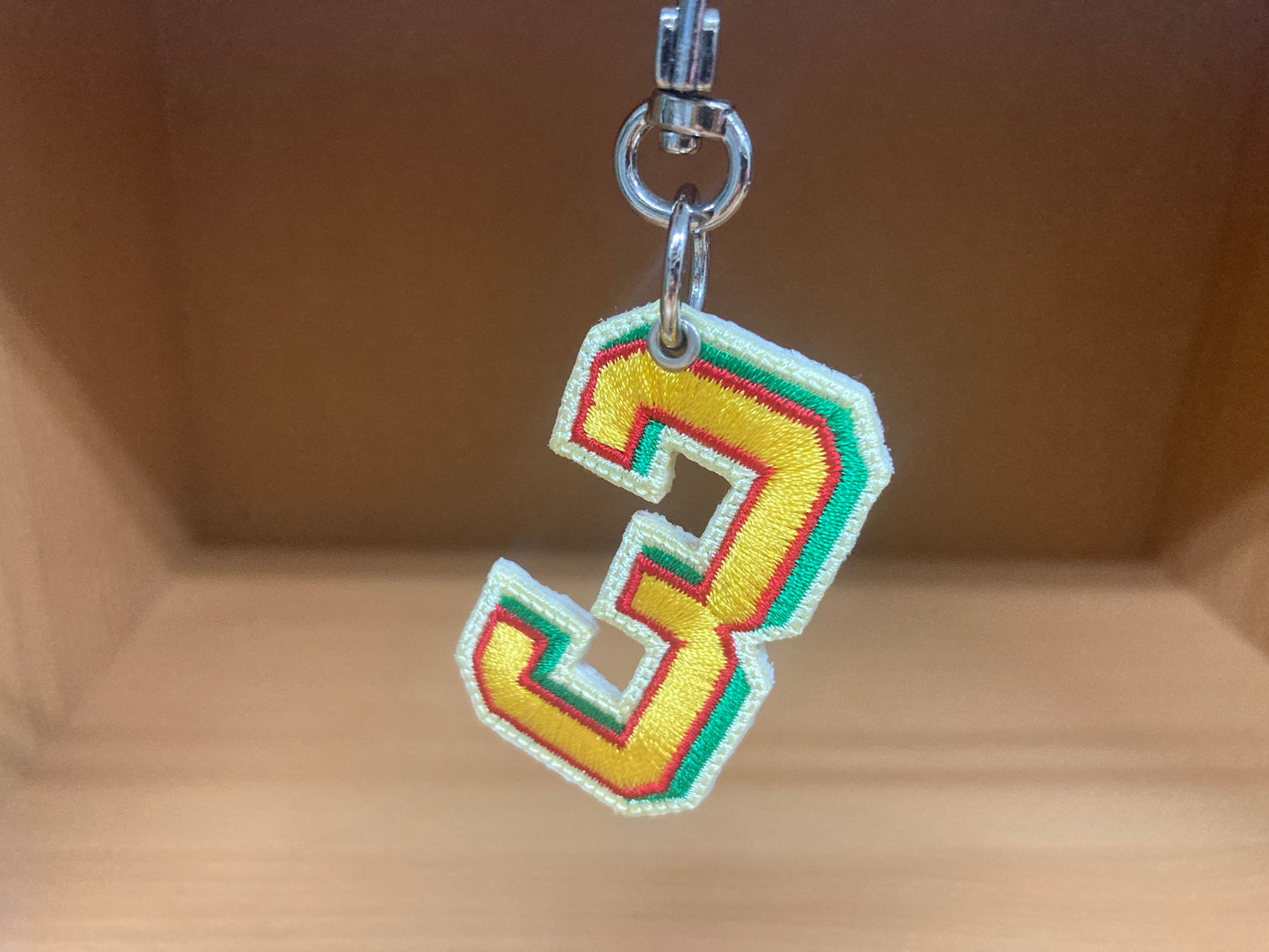 Tiny Treasures Seoul - Embroidered Number 3 Keychain 2