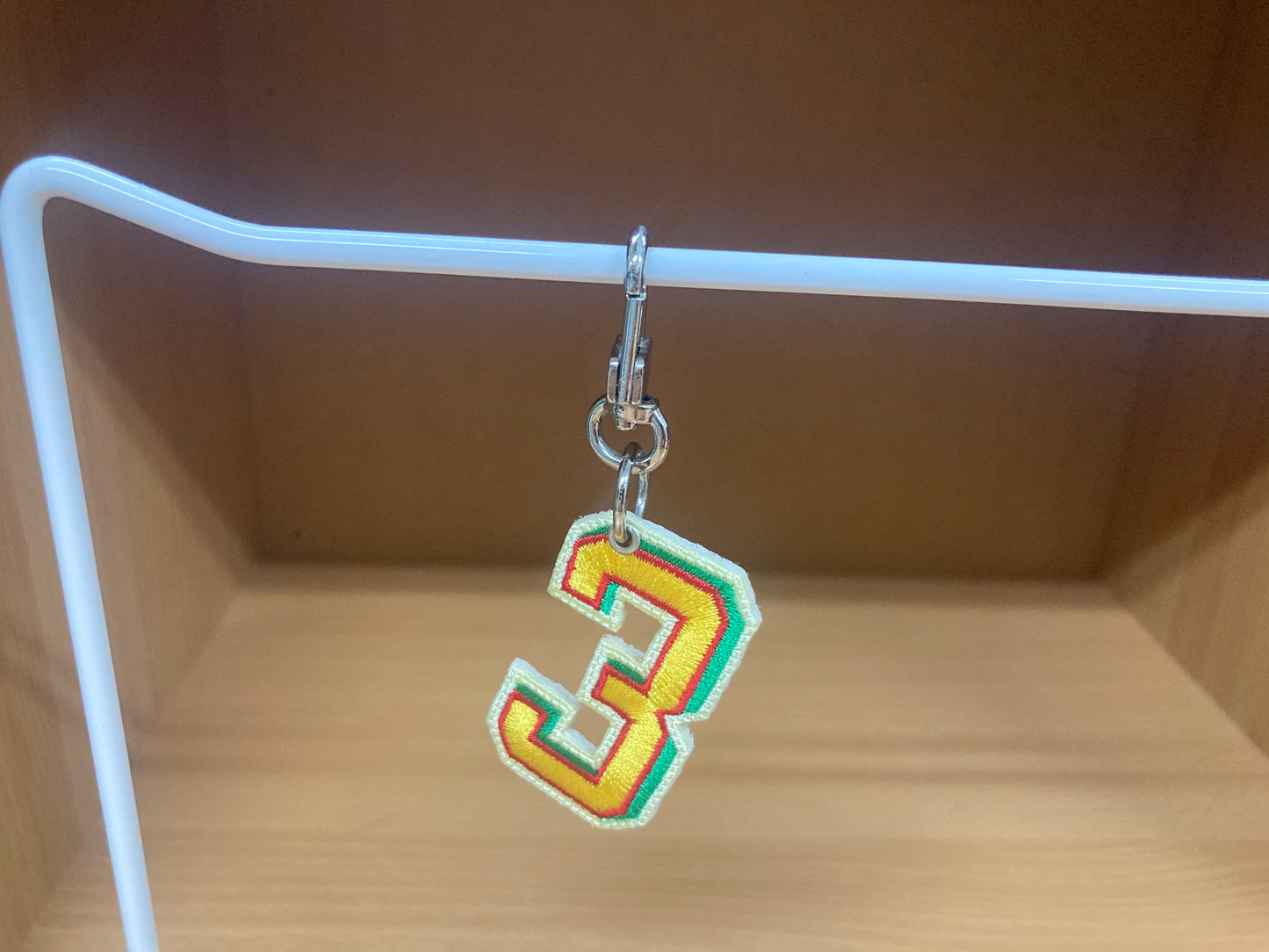 Tiny Treasures Seoul - Embroidered Number 3 Keychain 3