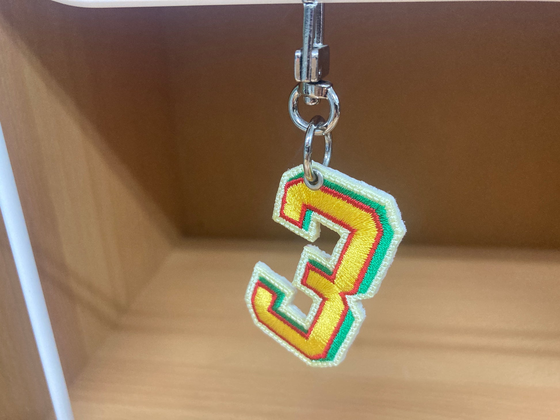 Tiny Treasures Seoul - Embroidered Number 3 Keychain 4