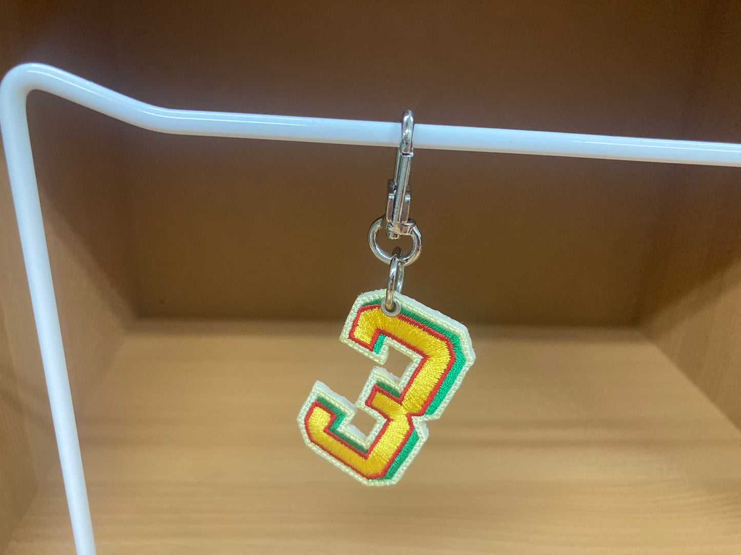 Tiny Treasures Seoul - Embroidered Number 3 Keychain 5