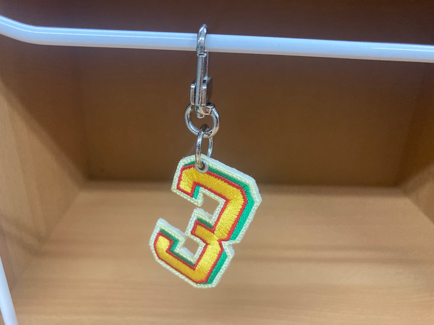 Tiny Treasures Seoul - Embroidered Number 3 Keychain 9