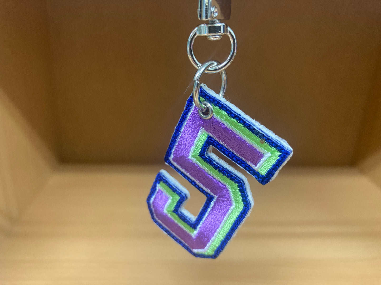 Tiny Treasures Seoul - Embroidered Number 5 Keychain 2