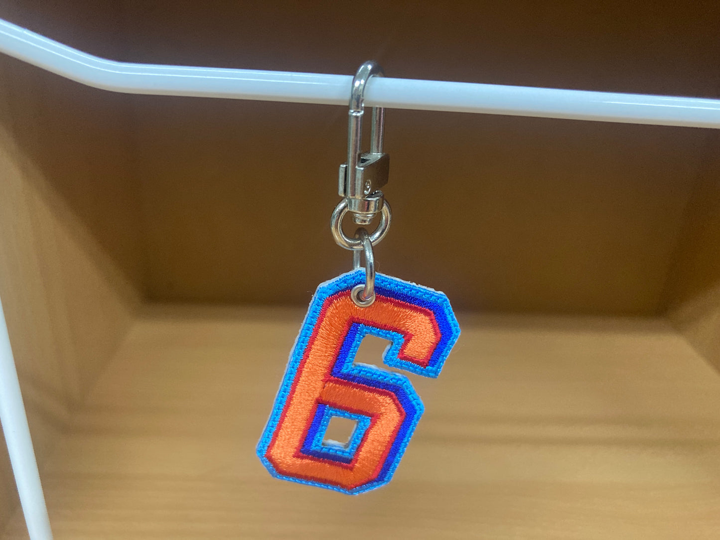 Tiny Treasures Seoul - Embroidered Number 6 Keychain 