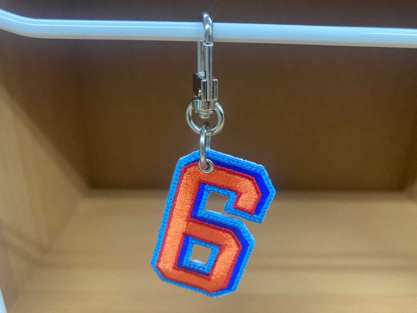 Tiny Treasures Seoul - Embroidered Number 6 Keychain 2