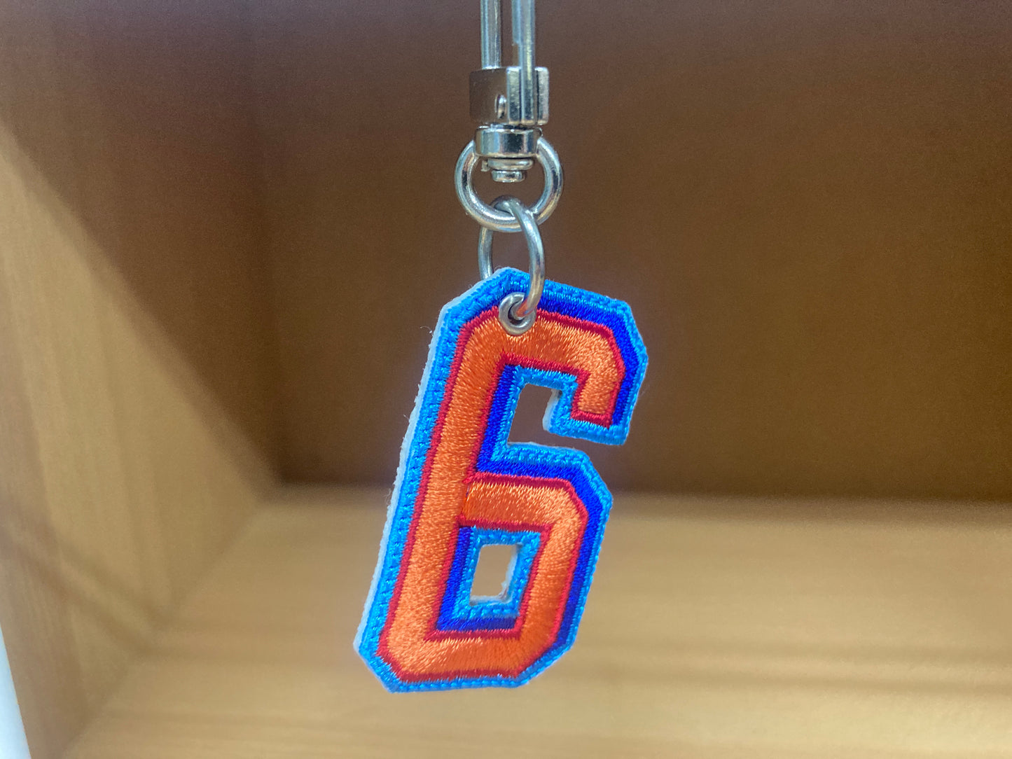 Tiny Treasures Seoul - Embroidered Number 6 Keychain 4