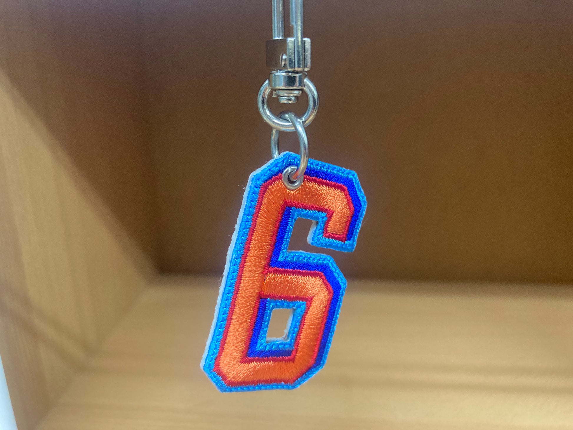 Tiny Treasures Seoul - Embroidered Number 6 Keychain 4