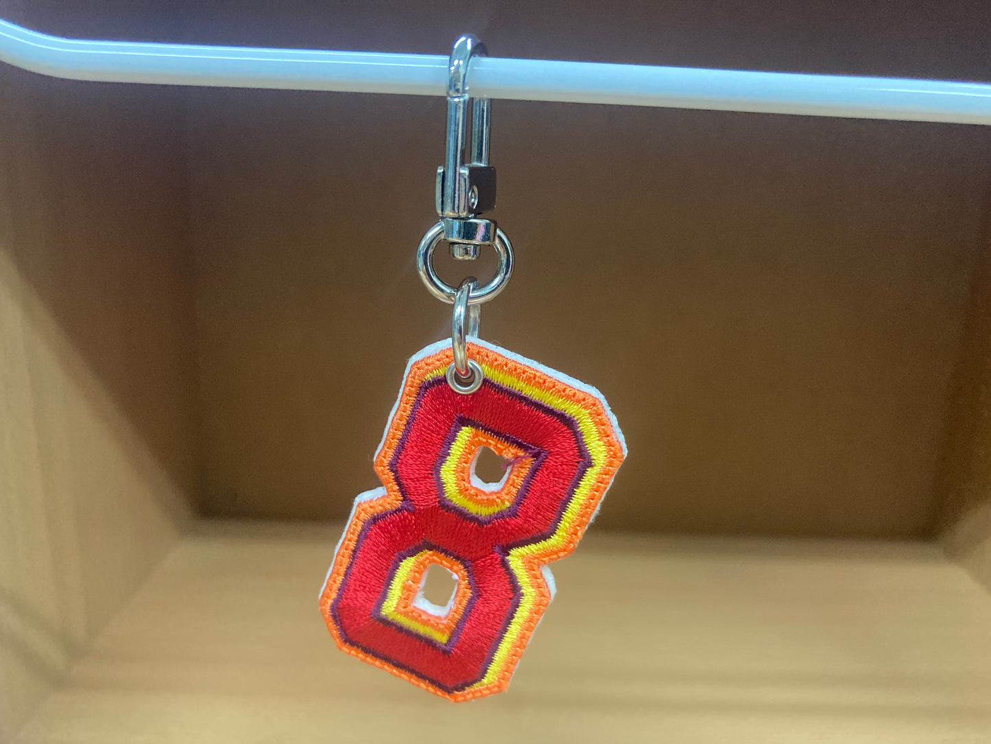 Tiny Treasures Seoul - Embroidered Number 8 Keychain 
