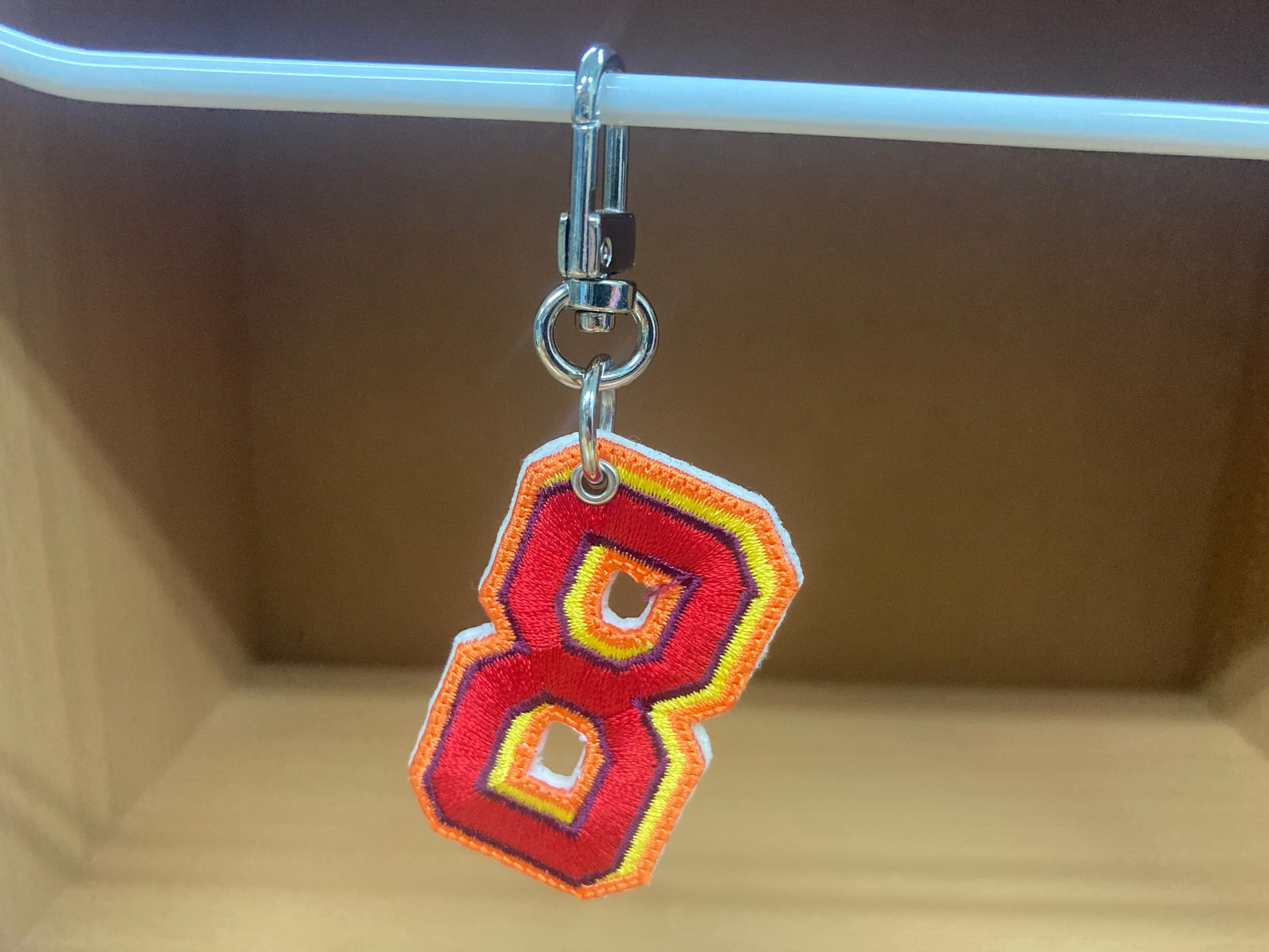 Tiny Treasures Seoul - Embroidered Number 8 Keychain 