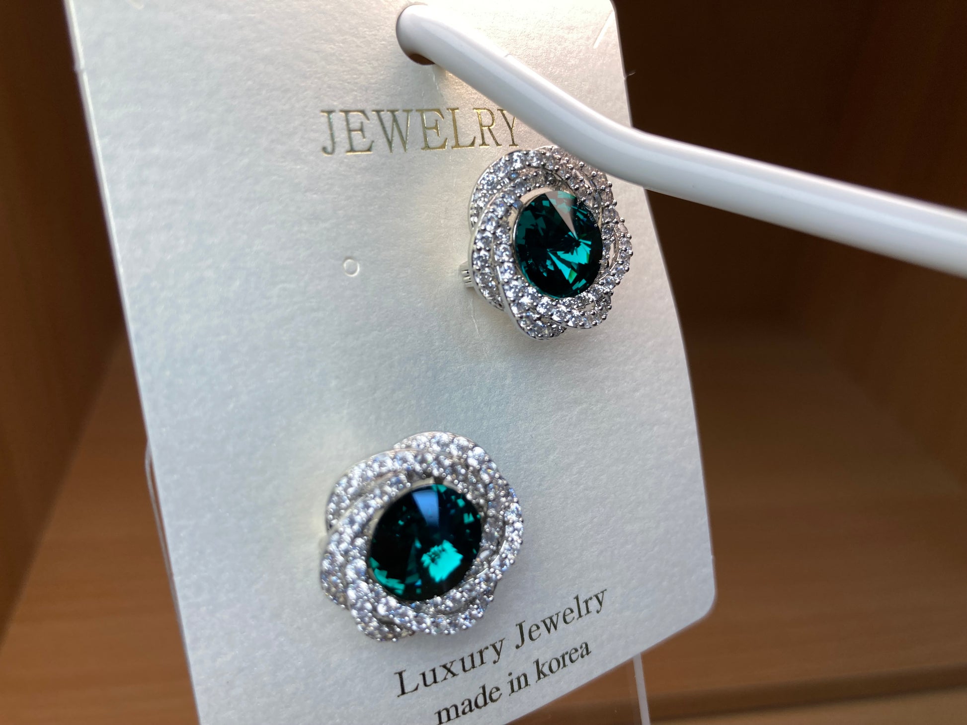 Tiny Treasures Seoul - Emerald Swarovski Crystal Floral Brooch Set (2 Pieces)