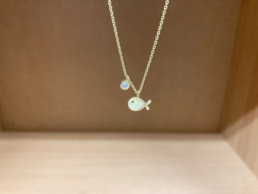 Tiny Treasures Seoul - Fish & Crystal Necklace (Gold) 