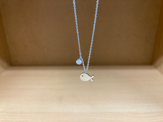 Tiny Treasures Seoul - Fish & Crystal Necklace (Silver) 8