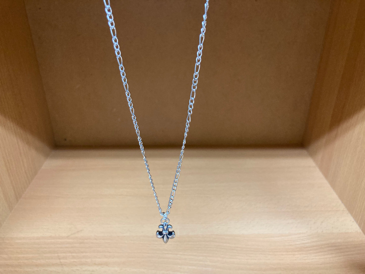 Tiny Treasures Seoul - Fleur-de-lis Pendant Figaro Chain Necklace (Surgical Steel) View