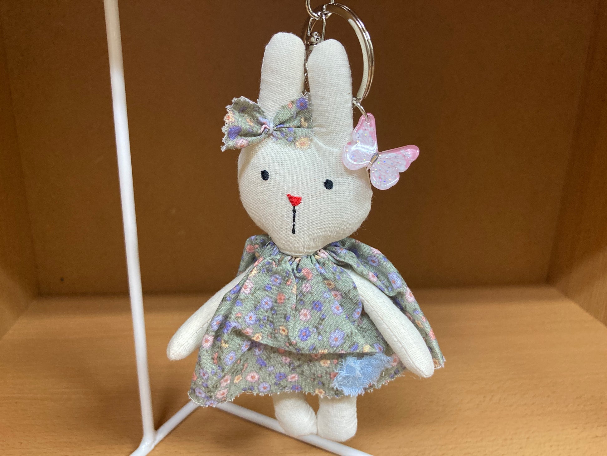 Tiny Treasures Seoul - Floral Dress Bunny Plush Bag Charm