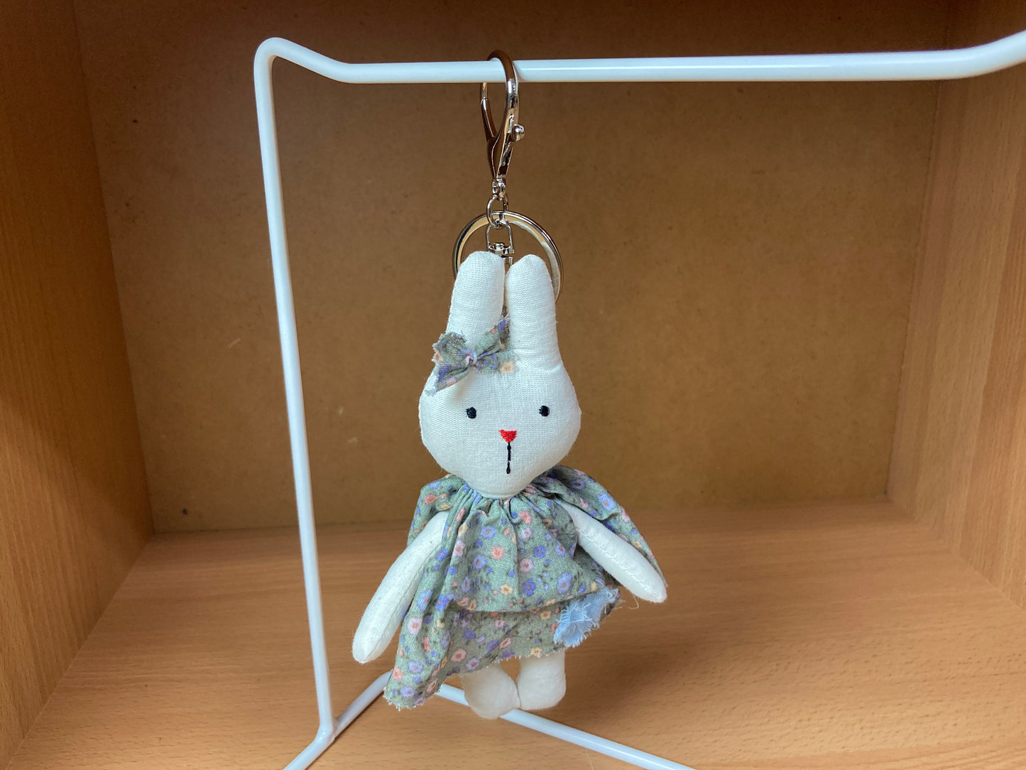 Tiny Treasures Seoul - Floral Dress Bunny Plush Bag Charm Front Side 6