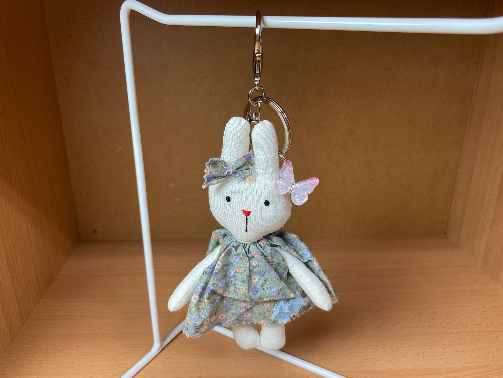 Tiny Treasures Seoul - Floral Dress Bunny Plush Bag Charm Front Side 7