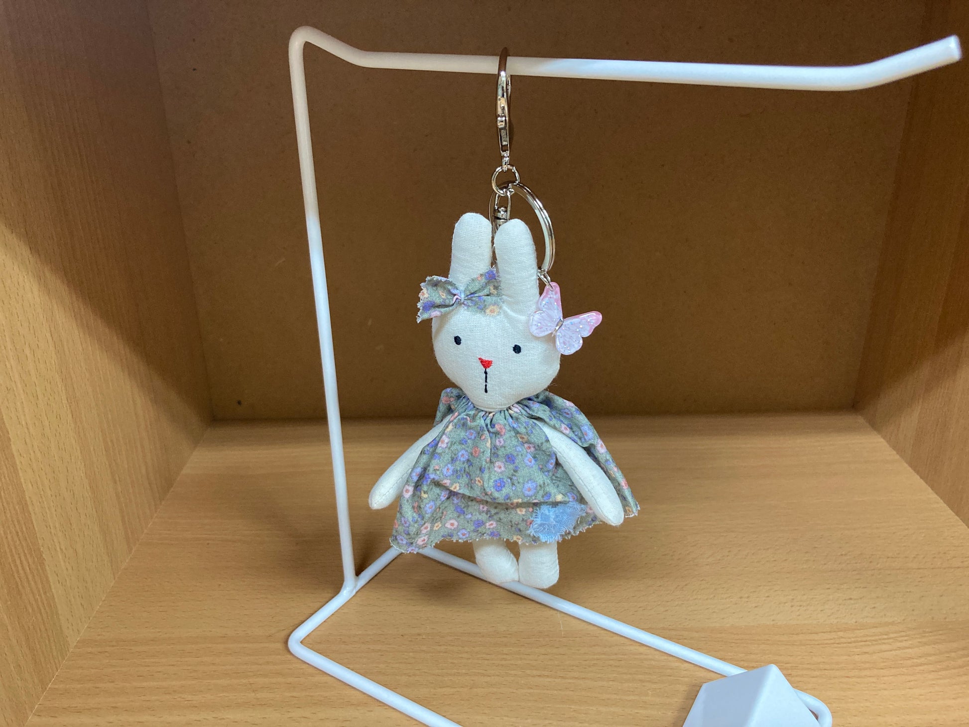 Tiny Treasures Seoul - Floral Dress Bunny Plush Bag Charm Front Side 8