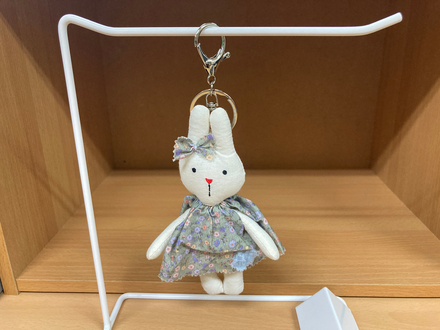 Tiny Treasures Seoul - Floral Dress Bunny Plush Bag Charm Front View