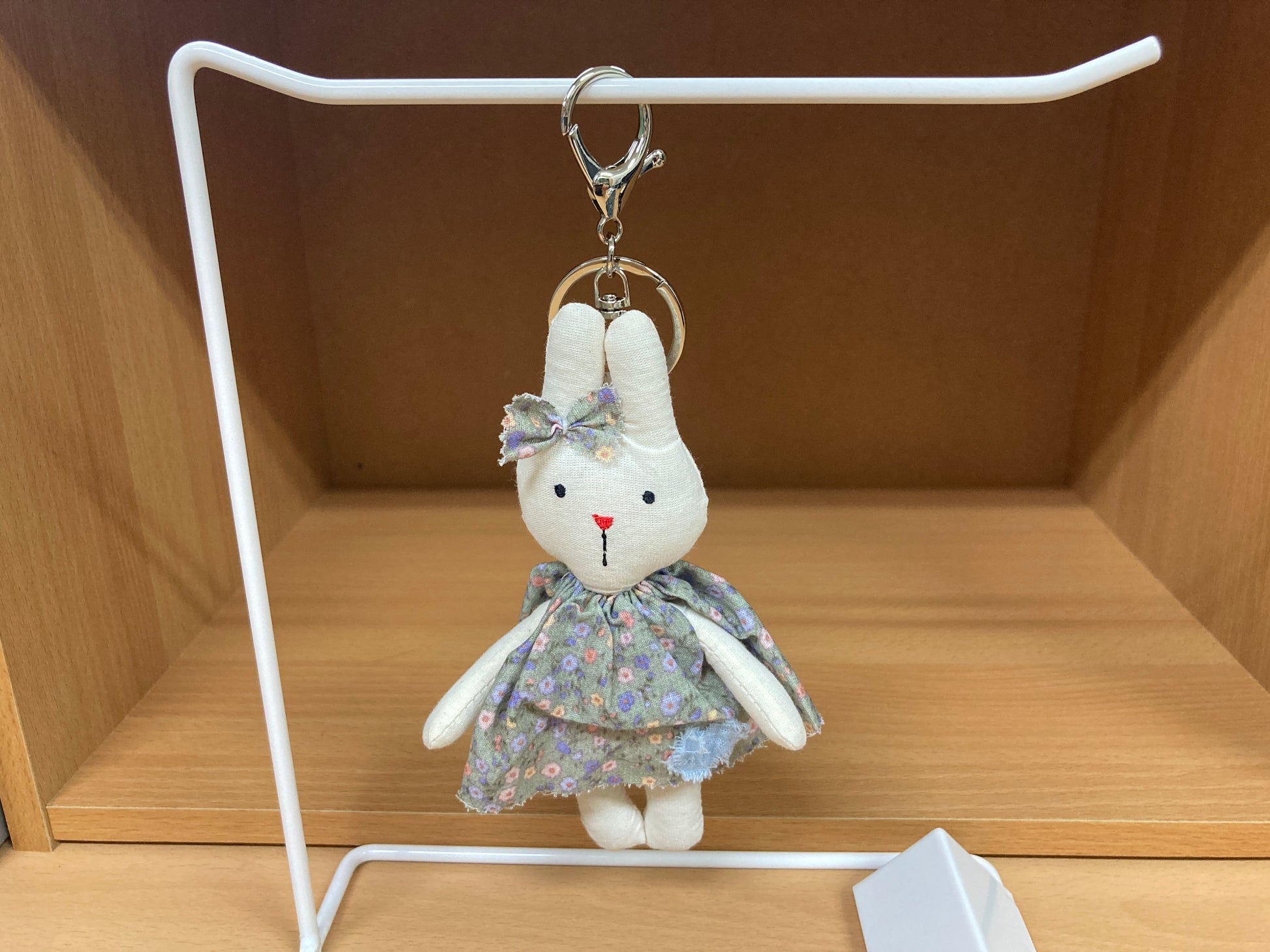 Tiny Treasures Seoul - Floral Dress Bunny Plush Bag Charm Front View