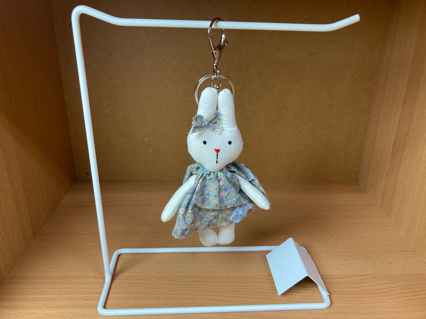 Tiny Treasures Seoul - Floral Dress Bunny Plush Bag Charm Front View 2
